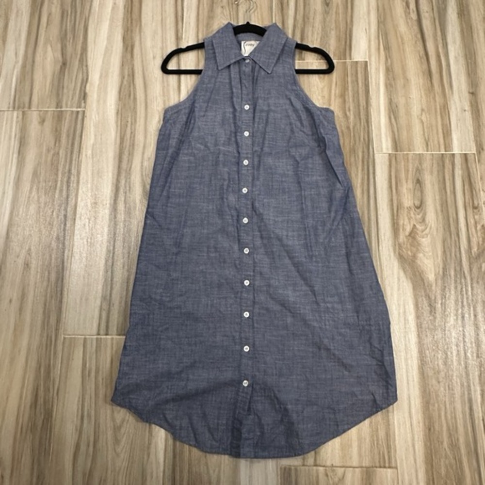 Finley Poplin Swing Shirt Dress Sz Small Blue Button Back & Front Preppy Pockets